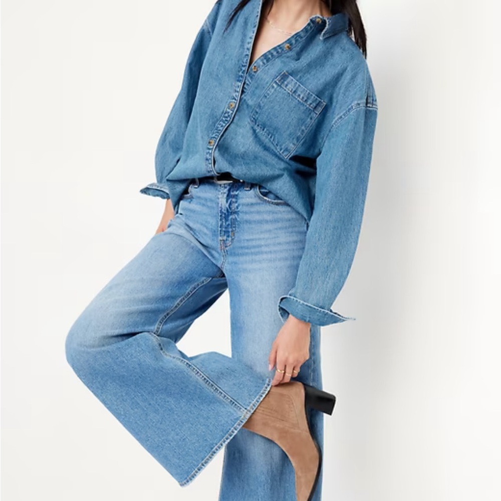Oversized Boyfriend Button-Down Jean Shirt